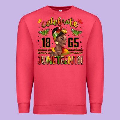 Celebrate 1865 Juneteenth With Black Woman Premium Sweatshirt Designed By Lillyallendesigns