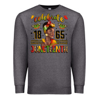 Charcoal Heather celebrate 1865 juneteenth with black woman Premium Sweatshirt - LillyAllenDesigns