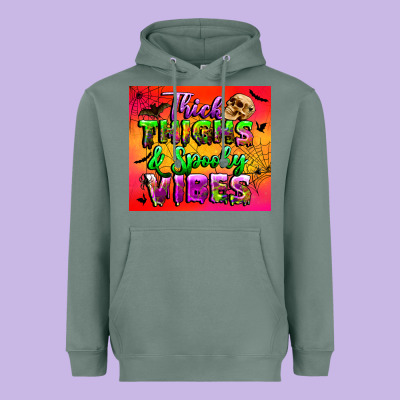Thick Thighs And Spooky Vibes Tumbler Heavyweight Hoodie Designed By Bundleandbundleshop
