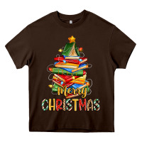 Chocolate Brown book christmas tree merry christmas Heavy Core Tee - Zillion Design Studio
