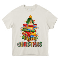 Cream book christmas tree merry christmas Heavy Core Tee - Zillion Design Studio