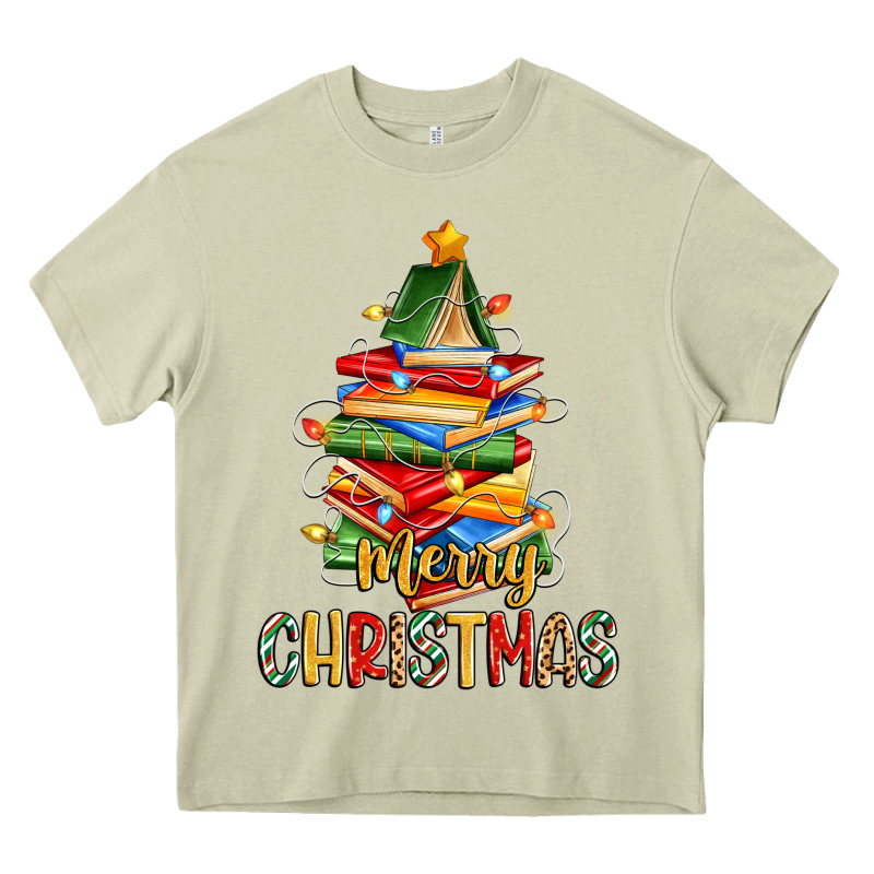 Book Christmas Tree Merry Christmas Heavy Core Tee by Zillion Design Studio | Teevron