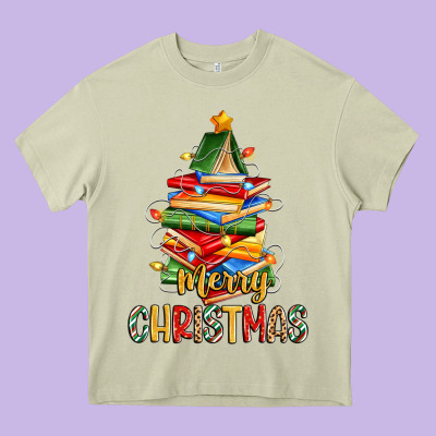 Heavy Core Tee book christmas tree merry christmas
