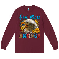 Burgundy God Bless America Long Sleeve Tee - LillyAllenDesigns