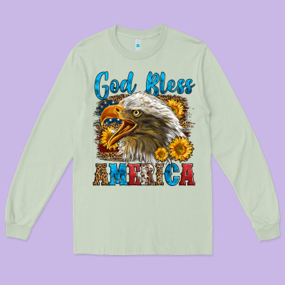 God Bless America Long Sleeve Tee Designed By Lillyallendesigns