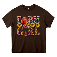 Chocolate Brown western farm girl Heavy Core Tee - Artiststas