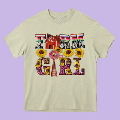 Western Farm Girl Heavy Core Tee Designed By Artiststas