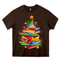 Chocolate Brown book christmas tree Heavy Core Tee - Zillion Design Studio