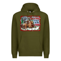 Army Green christmas is best at the farm Premium Hoodie - RanaPortraitStore
