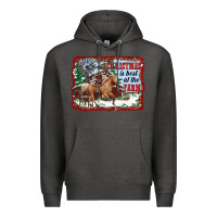 Charcoal Heather christmas is best at the farm Premium Hoodie - RanaPortraitStore