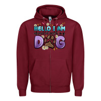 Burgundy hello i am obsessed with my dog Zipper Hoodie - MaliasSmallBusiness