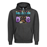 Charcoal Heather hello i am obsessed with my dog Zipper Hoodie - MaliasSmallBusiness