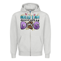 Dove Grey hello i am obsessed with my dog Zipper Hoodie - MaliasSmallBusiness