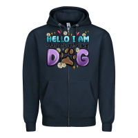 Navy hello i am obsessed with my dog Zipper Hoodie - MaliasSmallBusiness