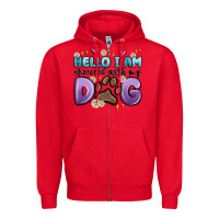 Red hello i am obsessed with my dog Zipper Hoodie - MaliasSmallBusiness