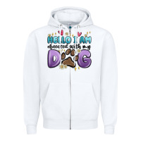 White hello i am obsessed with my dog Zipper Hoodie - MaliasSmallBusiness