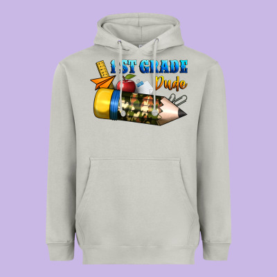 1 St Grade Dude Heavyweight Hoodie Designed By Bundleandbundleshop