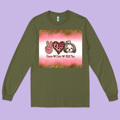 Peace Love Shih Tzu Long Sleeve Tee Designed By Jasminsmagicworld
