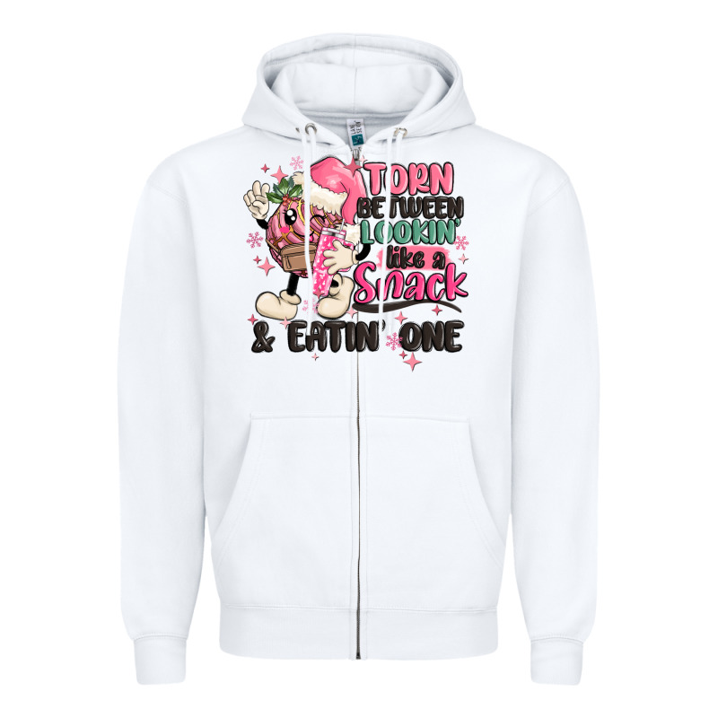 Torn Between Lookin' Like A Snack And Eatin' One Zipper Hoodie by MaliasSmallBusiness | Teevron