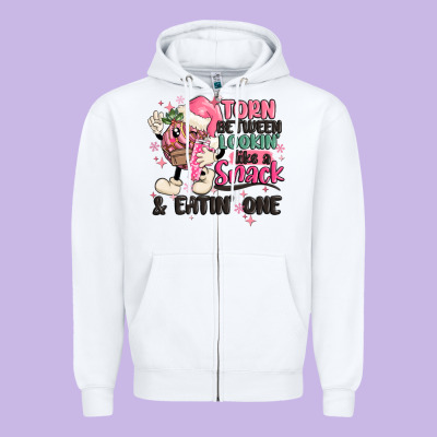 Torn Between Lookin' Like A Snack And Eatin' One Zipper Hoodie Designed By Maliassmallbusiness
