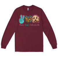 Burgundy peace love labradoodle Long Sleeve Tee - Jasminsmagicworld