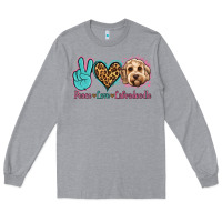 Heather Grey peace love labradoodle Long Sleeve Tee - Jasminsmagicworld