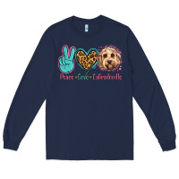 Navy peace love labradoodle Long Sleeve Tee - Jasminsmagicworld