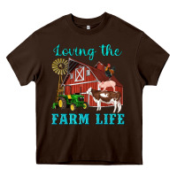 Chocolate Brown western loving the farm life barn cow pig rooster tractor wind wheel Heavy Core Tee - Artiststas