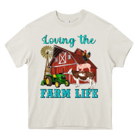 Cream western loving the farm life barn cow pig rooster tractor wind wheel Heavy Core Tee - Artiststas
