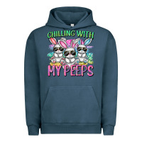 Pigment Midnight Navy chilling with my peeps easter bunnies cowgirl cowg Urban Hoodie - CowGirlArtShop