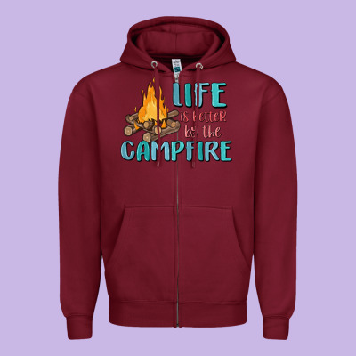 Life Is Better By The Campfire Zipper Hoodie Designed By Maliassmallbusiness
