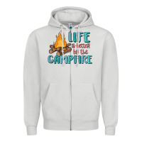Dove Grey life is better by the campfire Zipper Hoodie - MaliasSmallBusiness