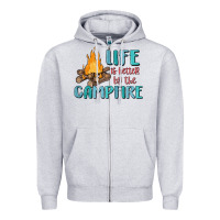 Heather Grey life is better by the campfire Zipper Hoodie - MaliasSmallBusiness