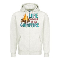 Oatmeal Heather life is better by the campfire Zipper Hoodie - MaliasSmallBusiness