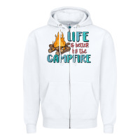 White life is better by the campfire Zipper Hoodie - MaliasSmallBusiness