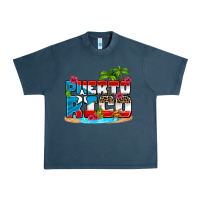 Midnight Navy puerto rico and flowers with frog Urban Heavy Tee - AdoDesignShop