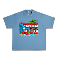 Pebble Blue puerto rico and flowers with frog Urban Heavy Tee - AdoDesignShop