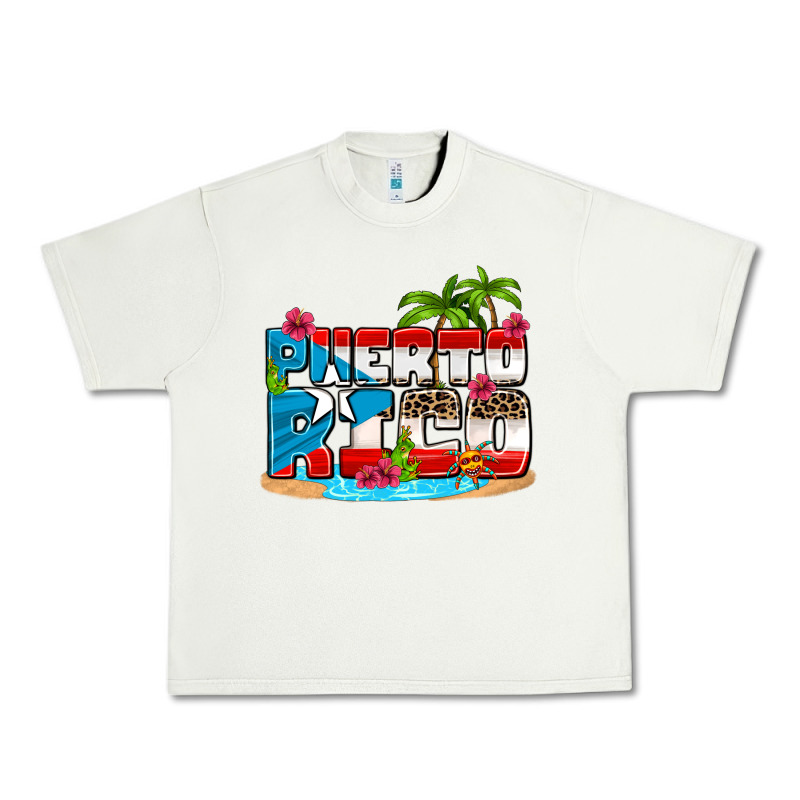 Puerto Rico And Flowers With Frog Urban Heavy Tee by AdoDesignShop | Teevron