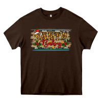 Chocolate Brown Santa Baby Western Christmas Heavy Core Tee - RanaPortraitStore