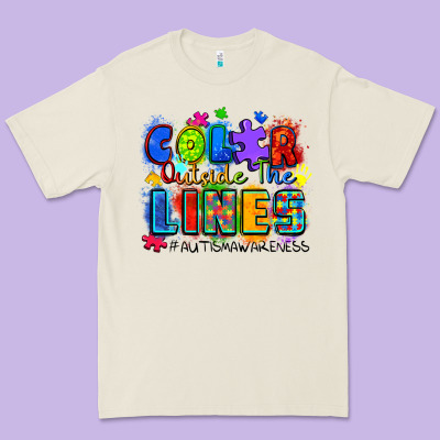 Color Outside The Lines Autism Awareness Premium Tee Designed By Zillion Design Studio