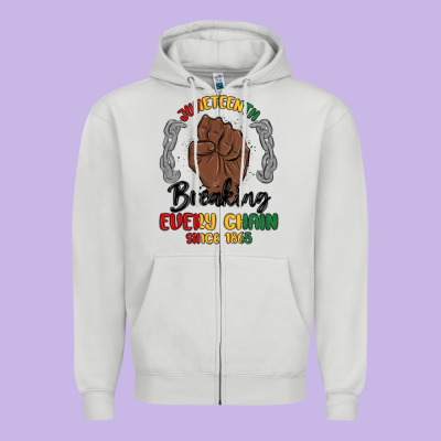 Every Chain Since 1865 Juneteenth Zipper Hoodie Designed By Maliassmallbusiness