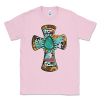 Bubblegum Pink cross with leopard sunflower gemstone serape cowhide Classic Tee - Artiststas