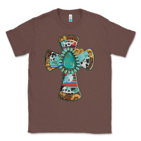 Chestnut cross with leopard sunflower gemstone serape cowhide Classic Tee - Artiststas