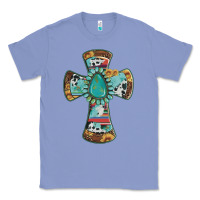 Colony Blue cross with leopard sunflower gemstone serape cowhide Classic Tee - Artiststas