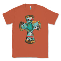 Copper cross with leopard sunflower gemstone serape cowhide Classic Tee - Artiststas