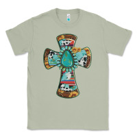 Matcha cross with leopard sunflower gemstone serape cowhide Classic Tee - Artiststas