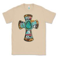 Mushroom cross with leopard sunflower gemstone serape cowhide Classic Tee - Artiststas