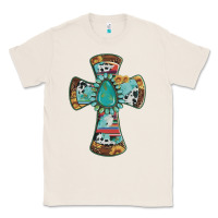 Natural cross with leopard sunflower gemstone serape cowhide Classic Tee - Artiststas