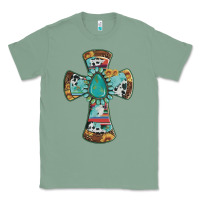 Sage cross with leopard sunflower gemstone serape cowhide Classic Tee - Artiststas