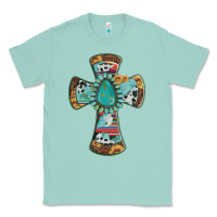 Seafoam cross with leopard sunflower gemstone serape cowhide Classic Tee - Artiststas